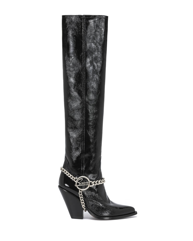 ACAPULCO Women's Knee Boots in Black Patent