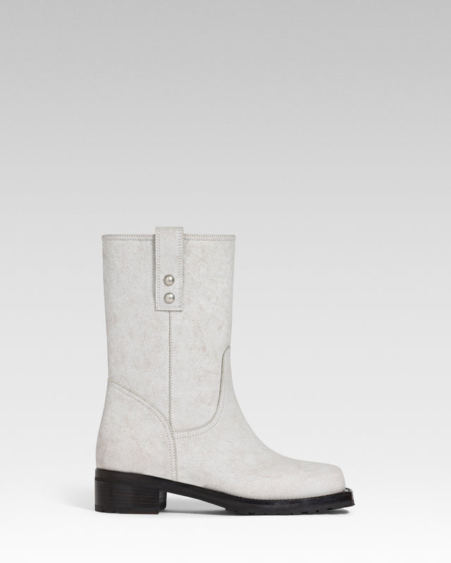 DALLAS Woman's Ankle Boots in Dusty White Cracked Leather