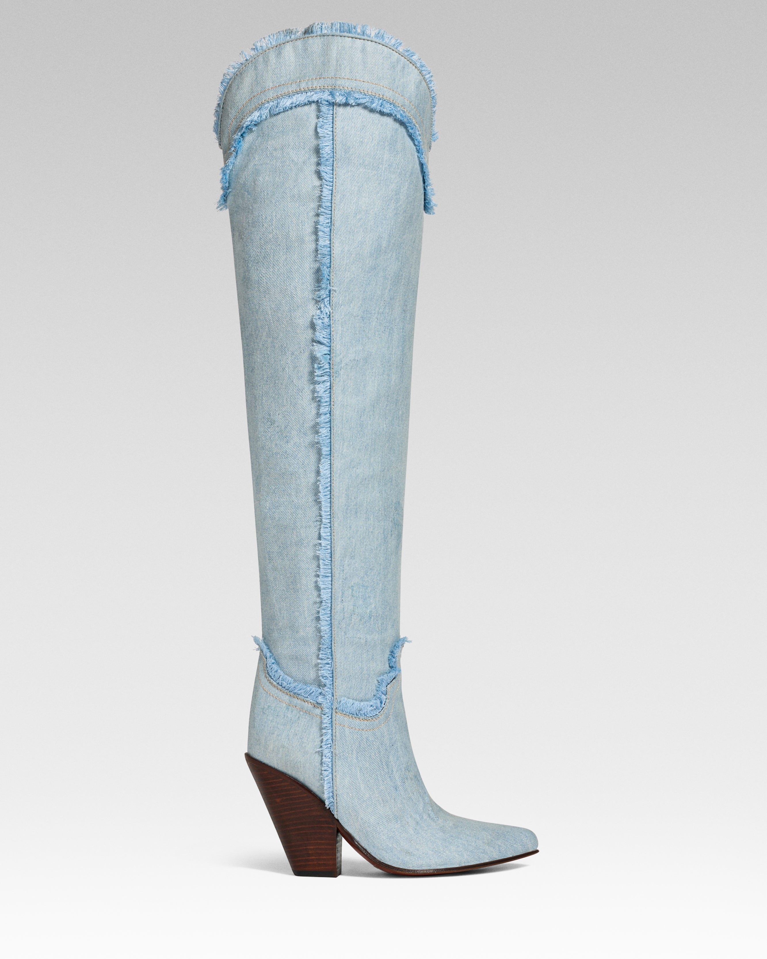 HERMOSA Woman's Over The Knee Boots in Light Blue Denim EE
