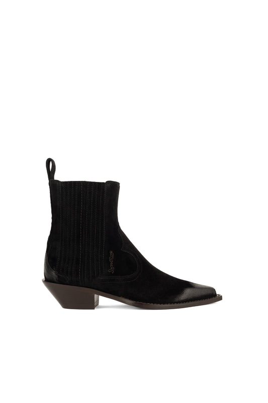 HERNAN Woman's Ankle Boots in Black Crusted Suede
