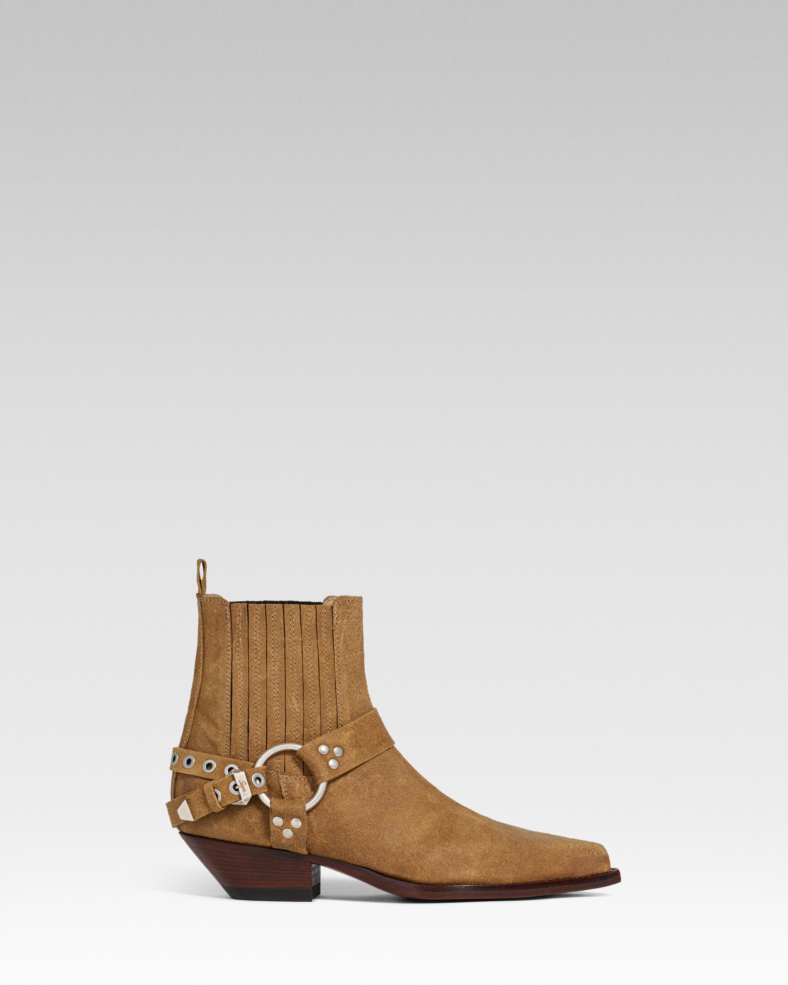 HIDALGO BELT Woman's Ankle Boots in Biscuit Crusted Suede