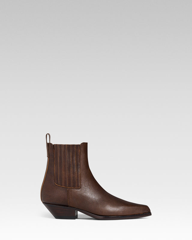 HIDALGO Woman's Ankle Boots in Brown Gloves Leather