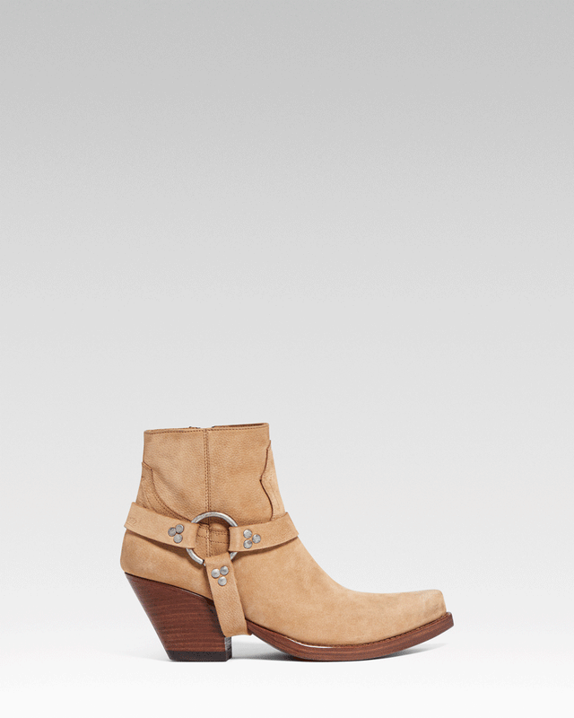 JALAPENO BELT Women's Ankle Boots in Desert Nabuk | Leather Harness