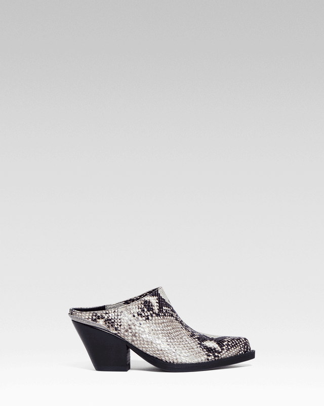 LEON Women's Sabot in Natural Printed Python