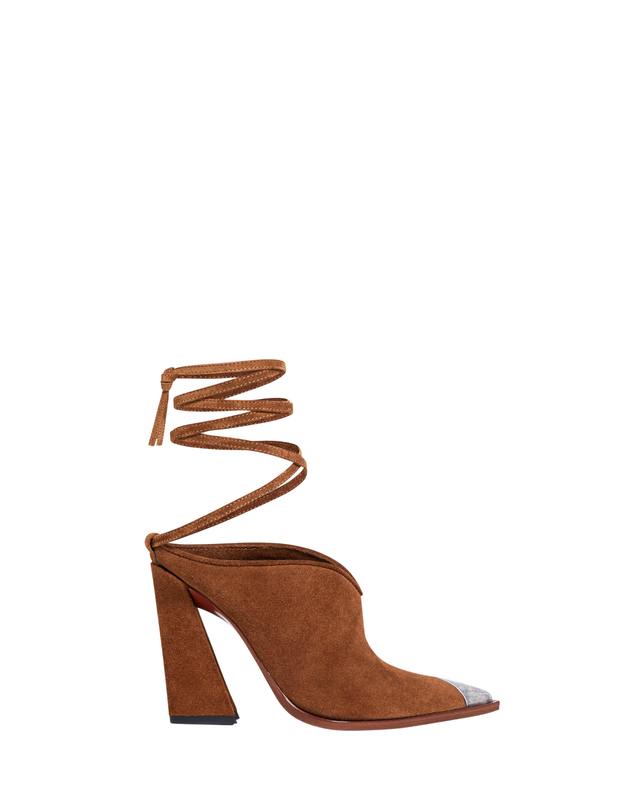 SANTIAGO LACES Women's Sabot in Rusty Brown Suede