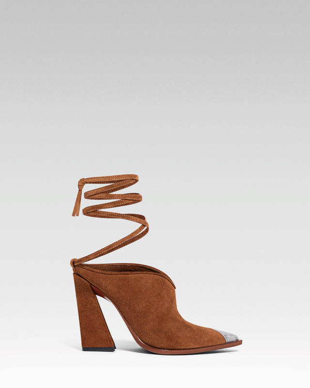 SANTIAGO LACES Women's Sabot in Rusty Brown Suede