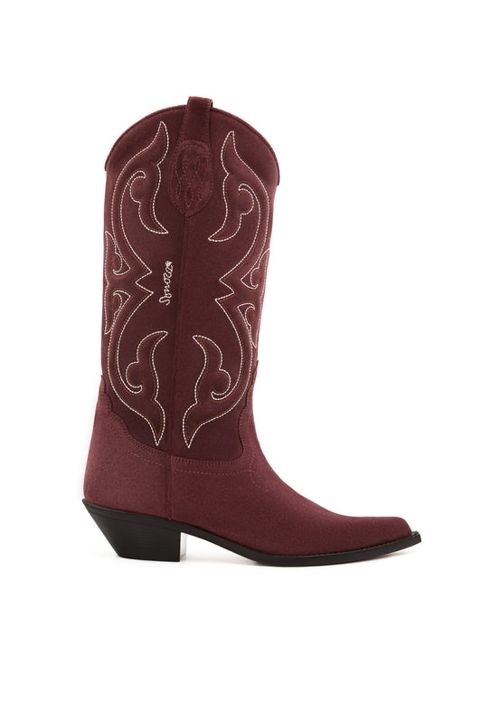 YUMA Woman's Cowboy Boots in Melanzana Crusted Suede