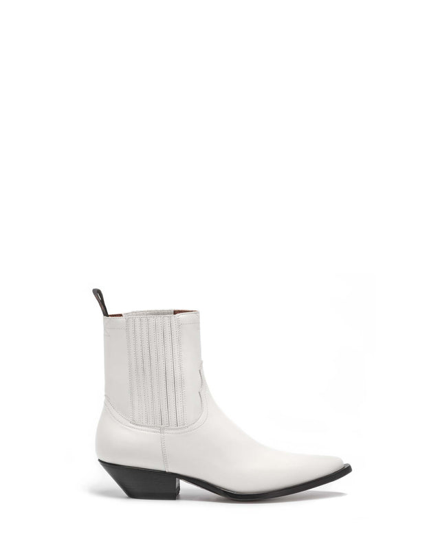 HIDALGO Men's Ankle Boots in White Calfskin_Side_02