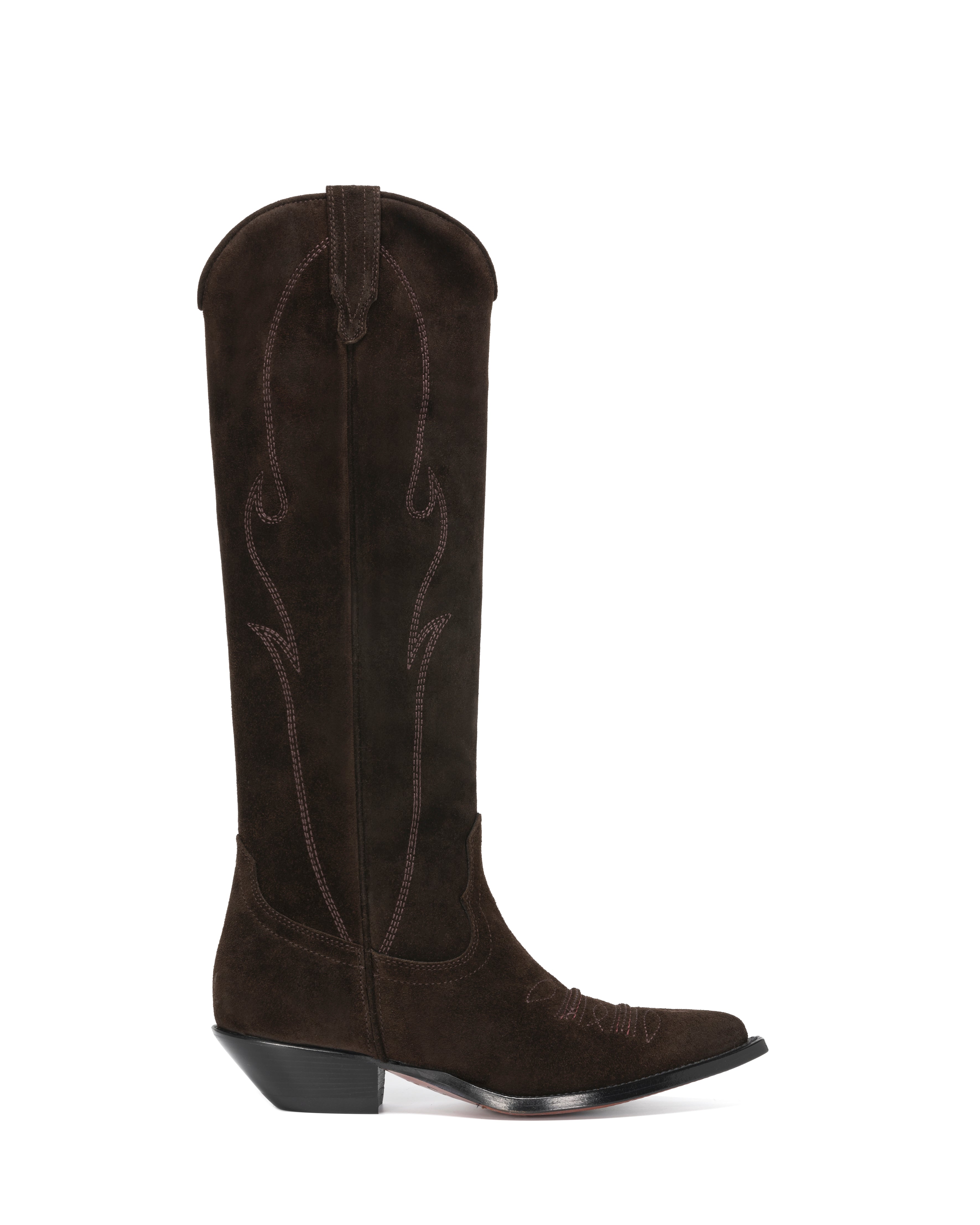 RANCHO Women's Knee Boots in Brown Suede Oil | On Tone Emboidery