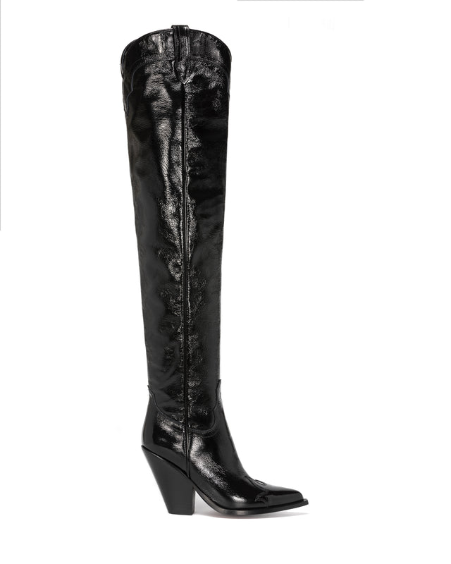 HERMOSA FUEGO Women's Over The Knee Boots in Black Patent