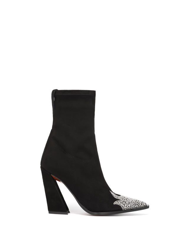 PASILLA SOCK Women's Ankle Boots in Black Stretch Suede | Silver Studs