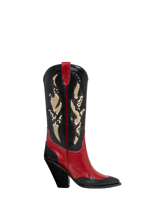 ANGEL FIRE Women's Cowboy Boots in Black & Red Calf | Ayers Natural