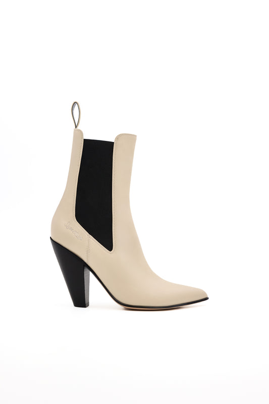 BOLERO Woman's Ankle Boots in Off White Vitello Nappato