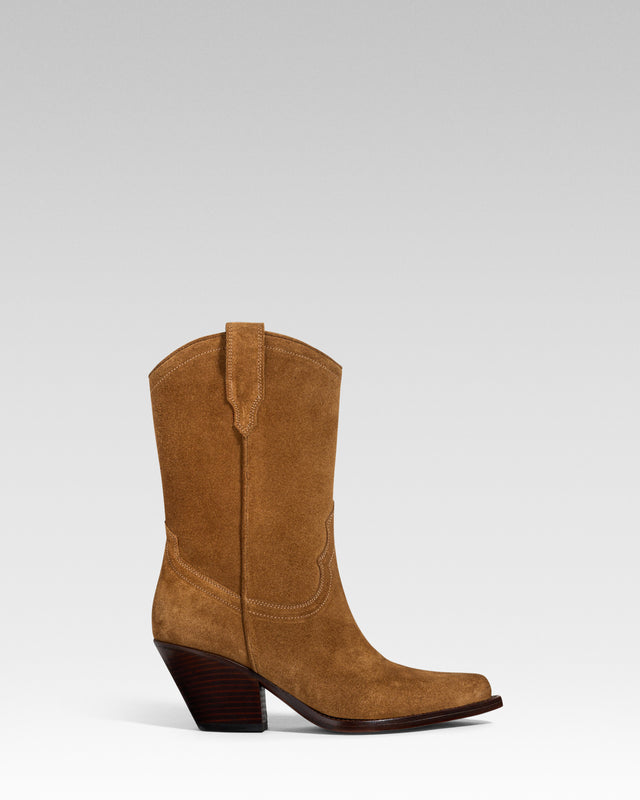 CLARA Woman's Ankle Boots in Biscuit Crusted Suede