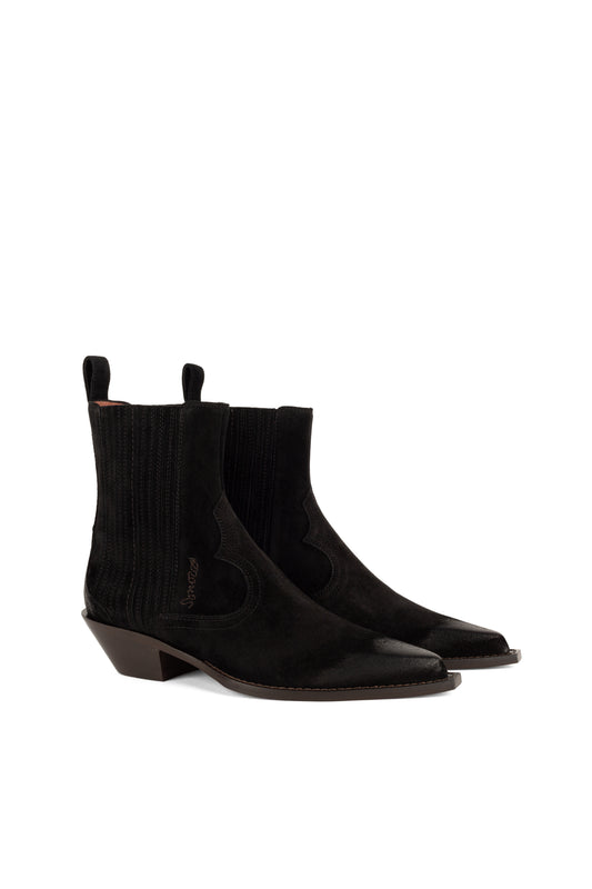 HERNAN Woman's Ankle Boots in Black Crusted Suede