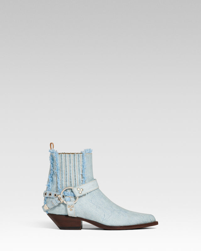 HIDALGO BELT Woman's Ankle Boots in Light Blue Denim