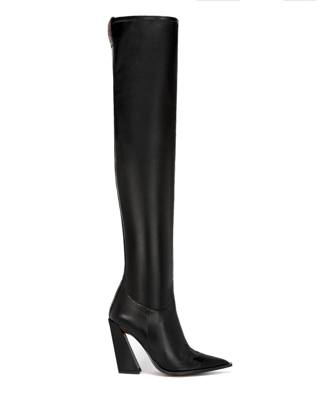 PASILLA Women' Over The Knee Boots in Black Stretch Nappa | Black Nappa Inserts