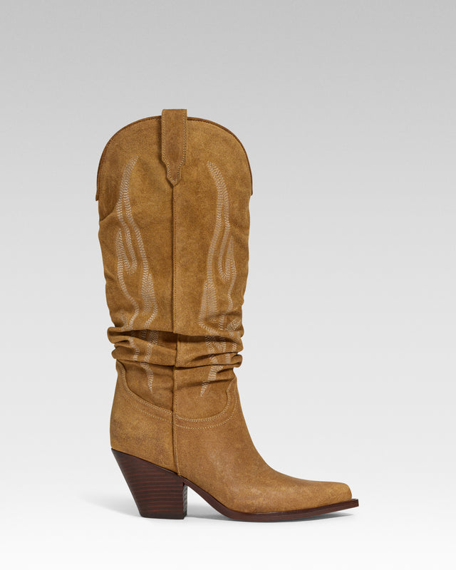 RUIDOSO SLOUCHY Woman's Ankle Boots in Biscuit Crusted Suede OT