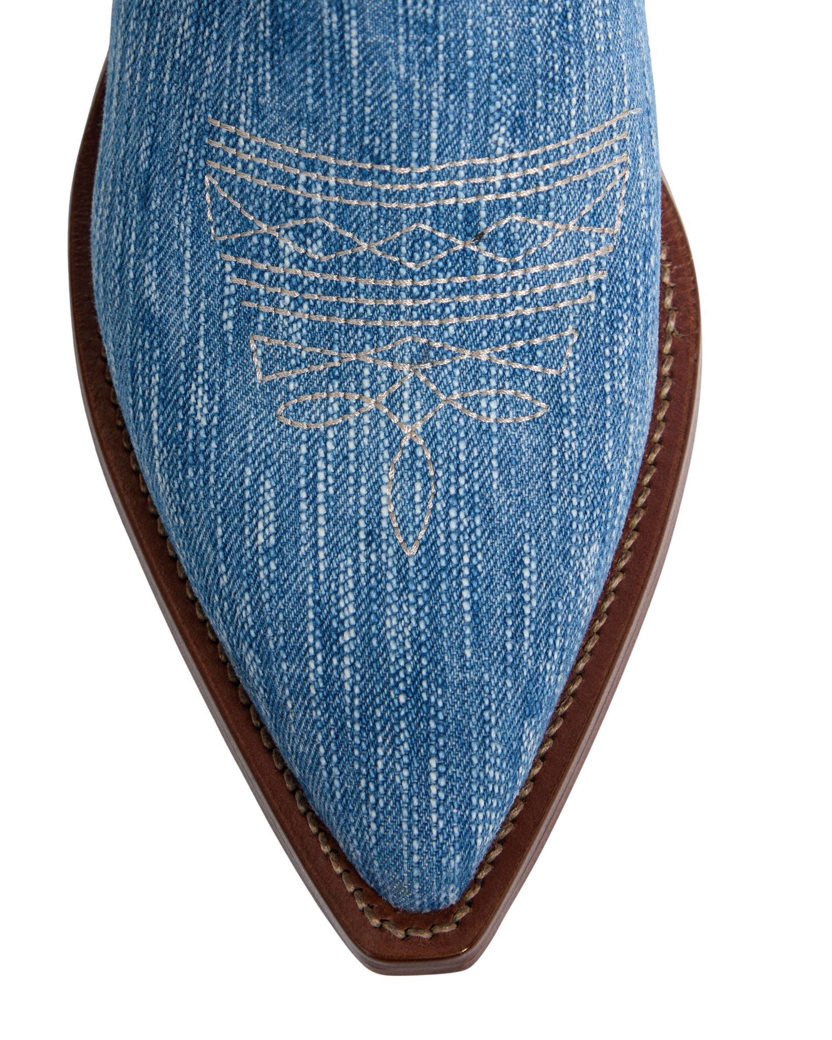 SANTA FE Women's Cowboy Boots in Light Blue Jeans | Ecru Embroidery