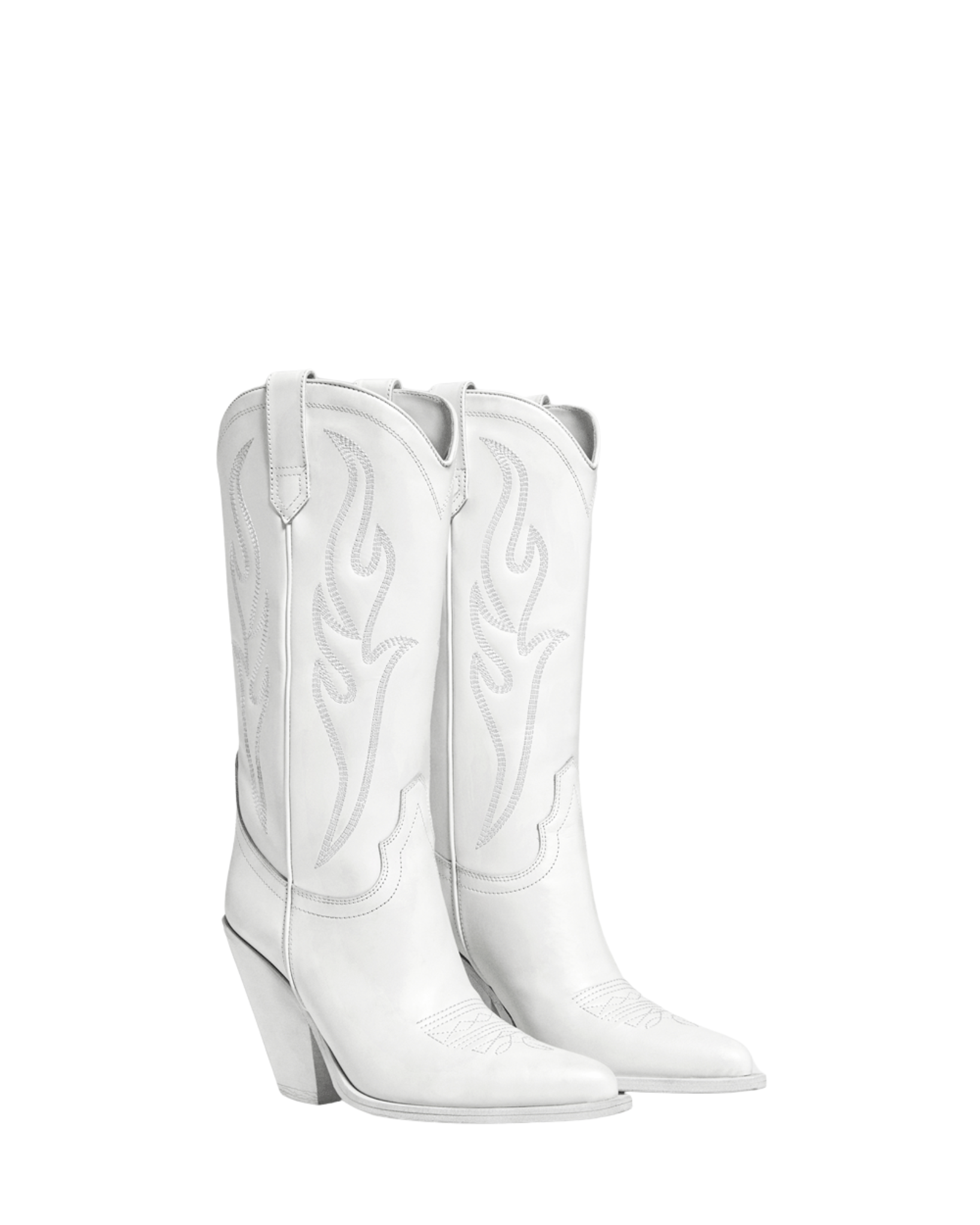 SANTA FE Women's Cowboy Boots in  White Calf Leather | On Tone Embroidery