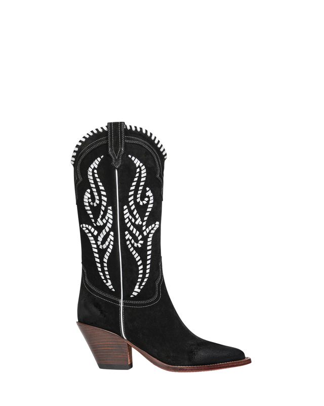 SANTA FE TWIST Women's Cowboy Boots in Black Suede Oil | Ecru Twist