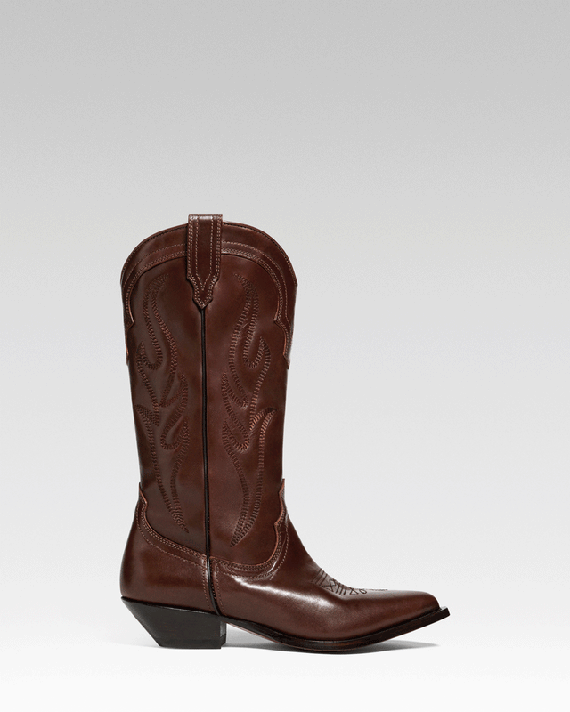 SANTA FE Women's Cowboy Boots in Brown Vacchetta | On Tone Embroidery