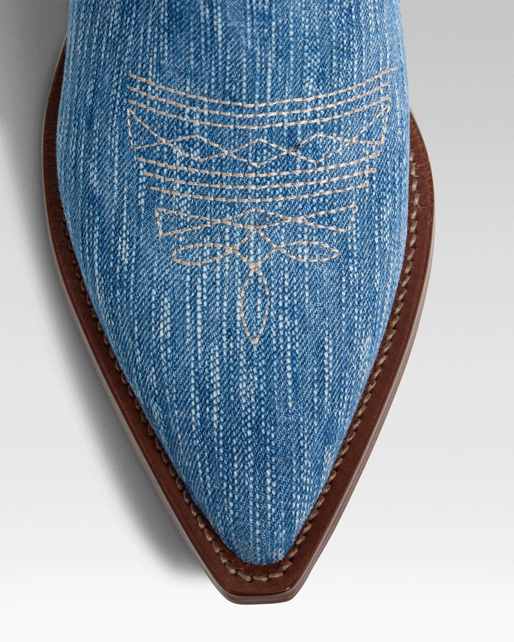 SANTA FE Women's Cowboy Boots in Light Blue Jeans | Ecru Embroidery