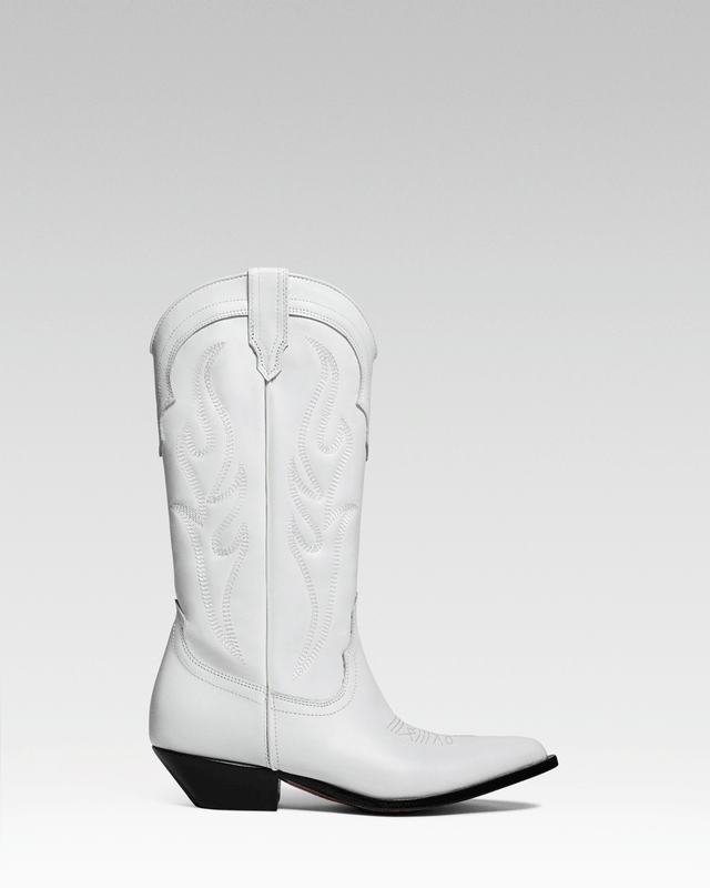 SANTA FE Men's Cowboy Boots in White Calfskin | On Tone Embroidery