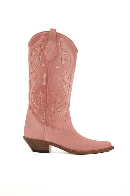 YUMA Woman's Cowboy Boots in Dusty Rose Crusted Suede