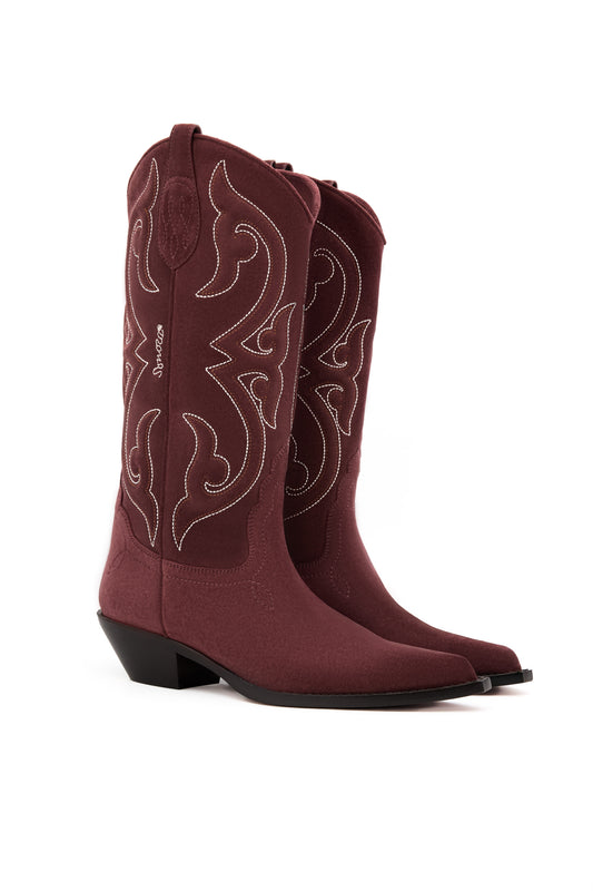 YUMA Woman's Cowboy Boots in Melanzana Crusted Suede