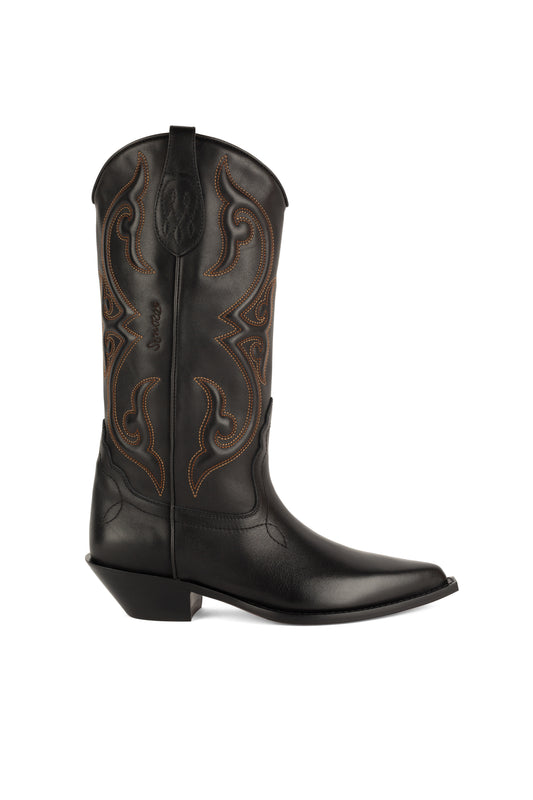 YUMA Woman's Cowboy Boots in Black Vitello Nappato