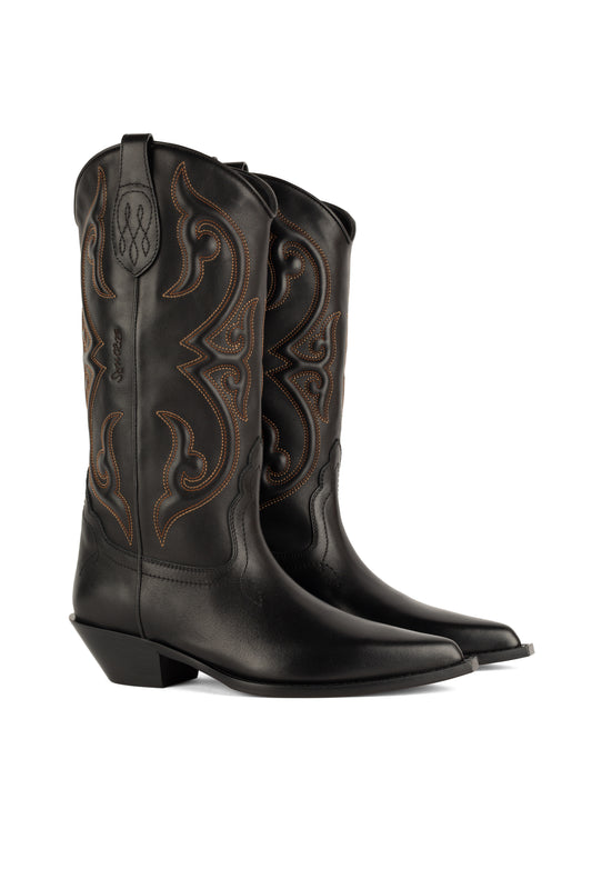 YUMA Woman's Cowboy Boots in Black Vitello Nappato