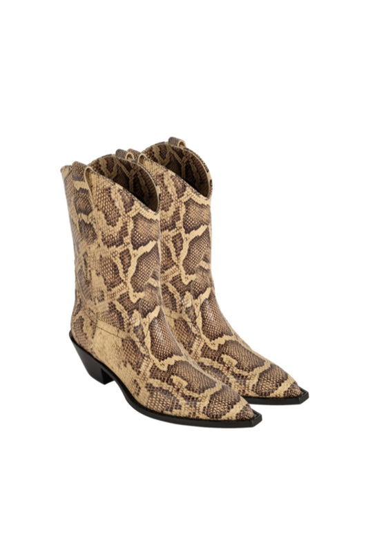 FRISCO  Woman's Ankle Boots in Ivory Printed Python