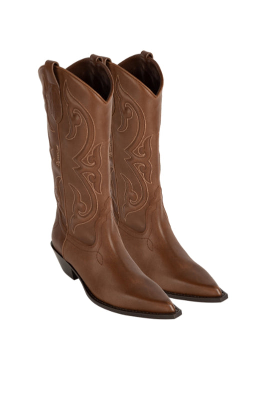 YUMA Woman's Cowboy Boots in Tobacco Vitello Nappato