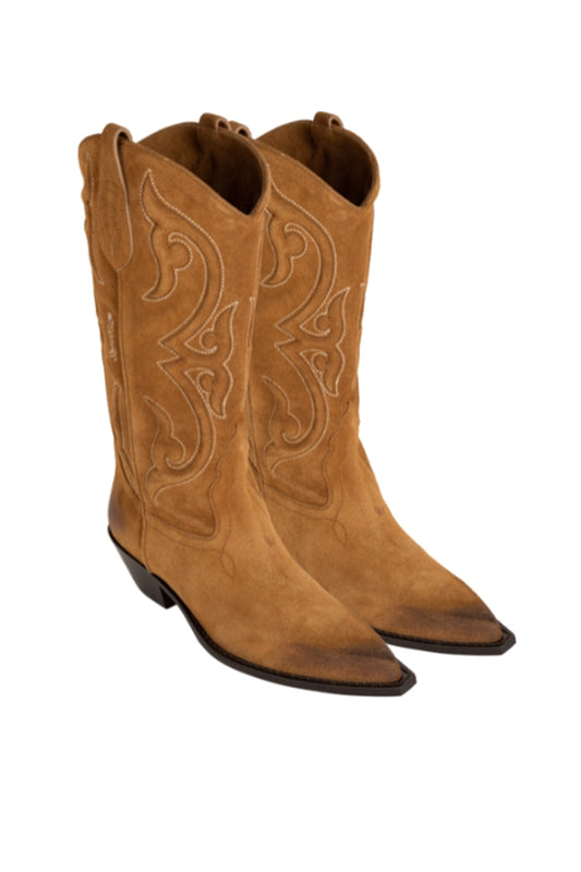 YUMA Woman's Cowboy Boots in Tobacco Crusted Suede