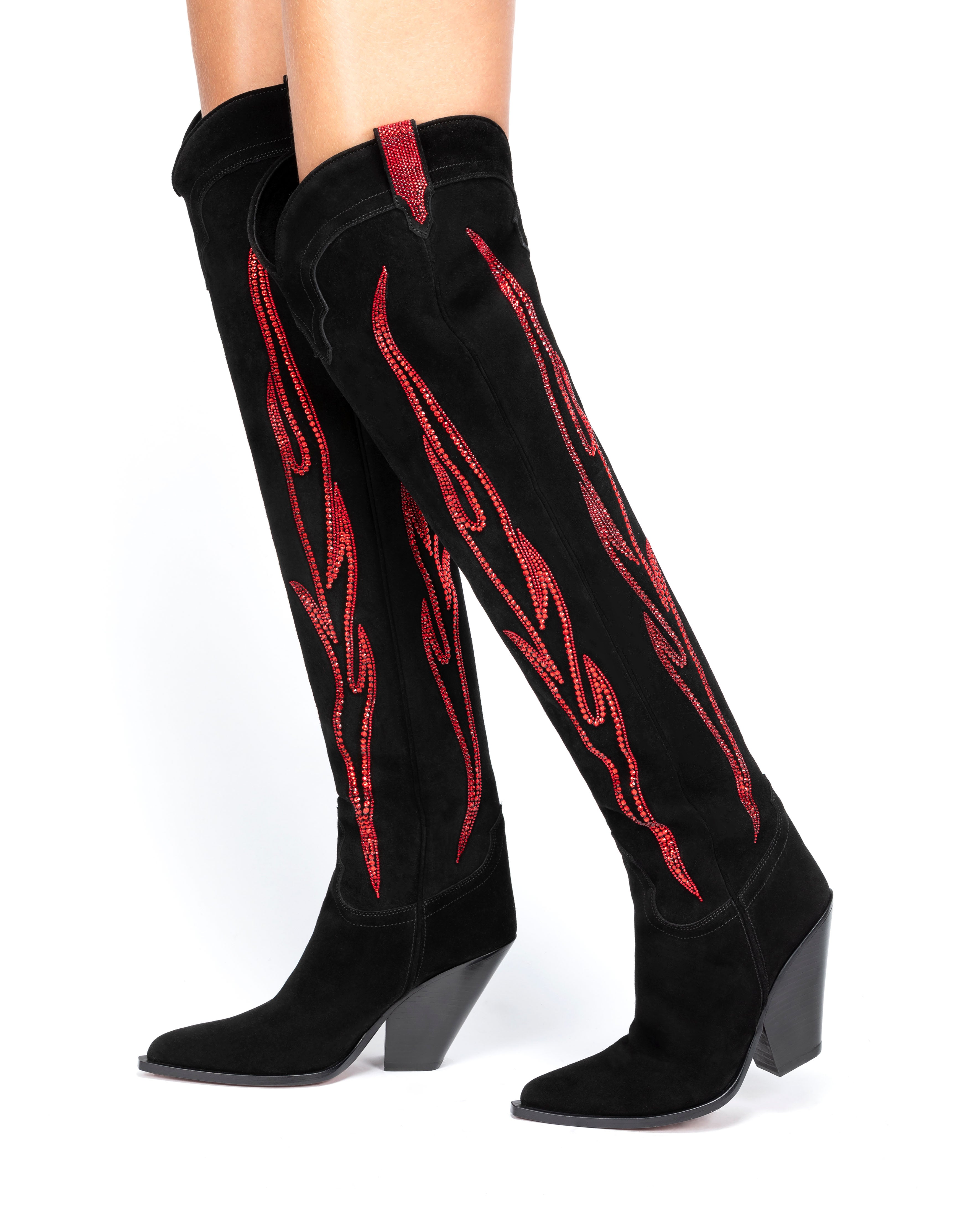 HERMOSA-90-Women_s-Over-The-Knee-Boots-in-Black-Suede-with-Red-Swarovski-Crystals_05