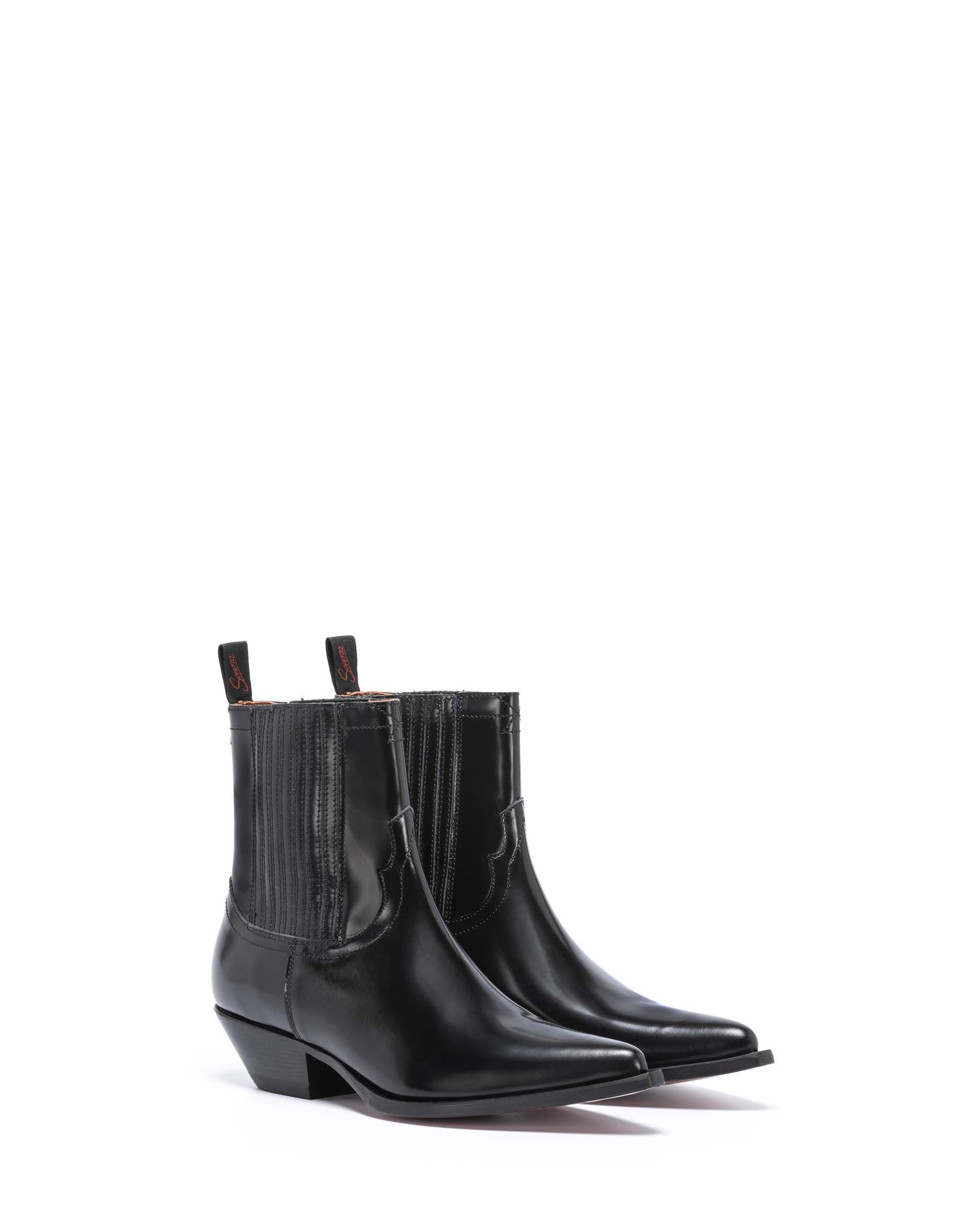 HIDALGO Men's Ankle Boots in Black Brushed Calfskin_Front_01