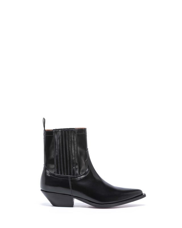HIDALGO Men's Ankle Boots in Black Brushed Calfskin_Side_02