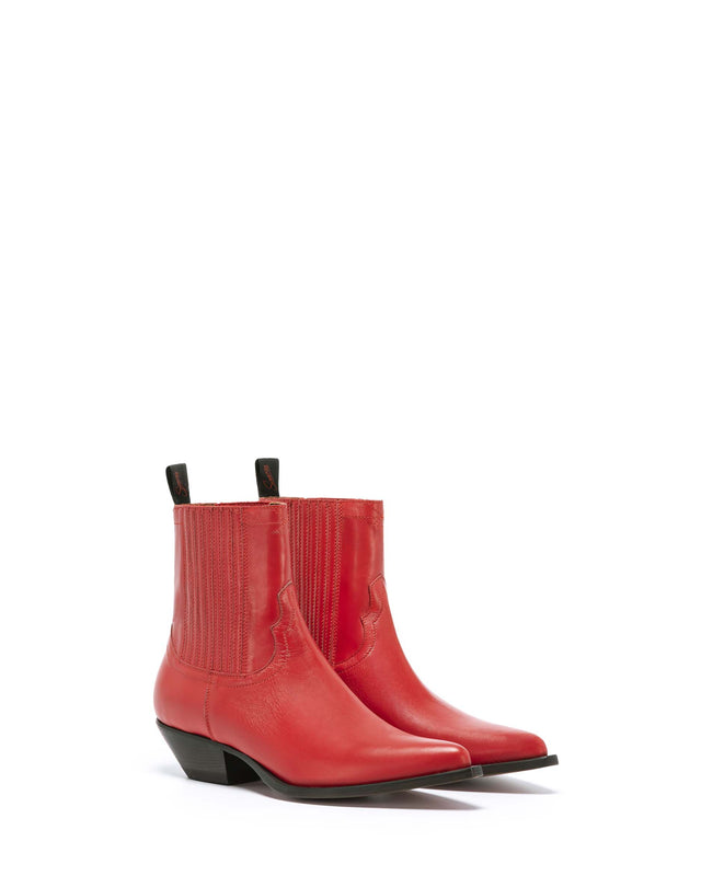 HIDALGO Women's Ankle Boots in Red Calfskin_Side_02