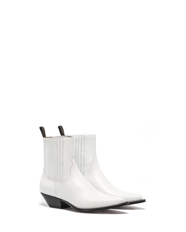 HIDALGO Men's Ankle Boots in White Calfskin_Side_02