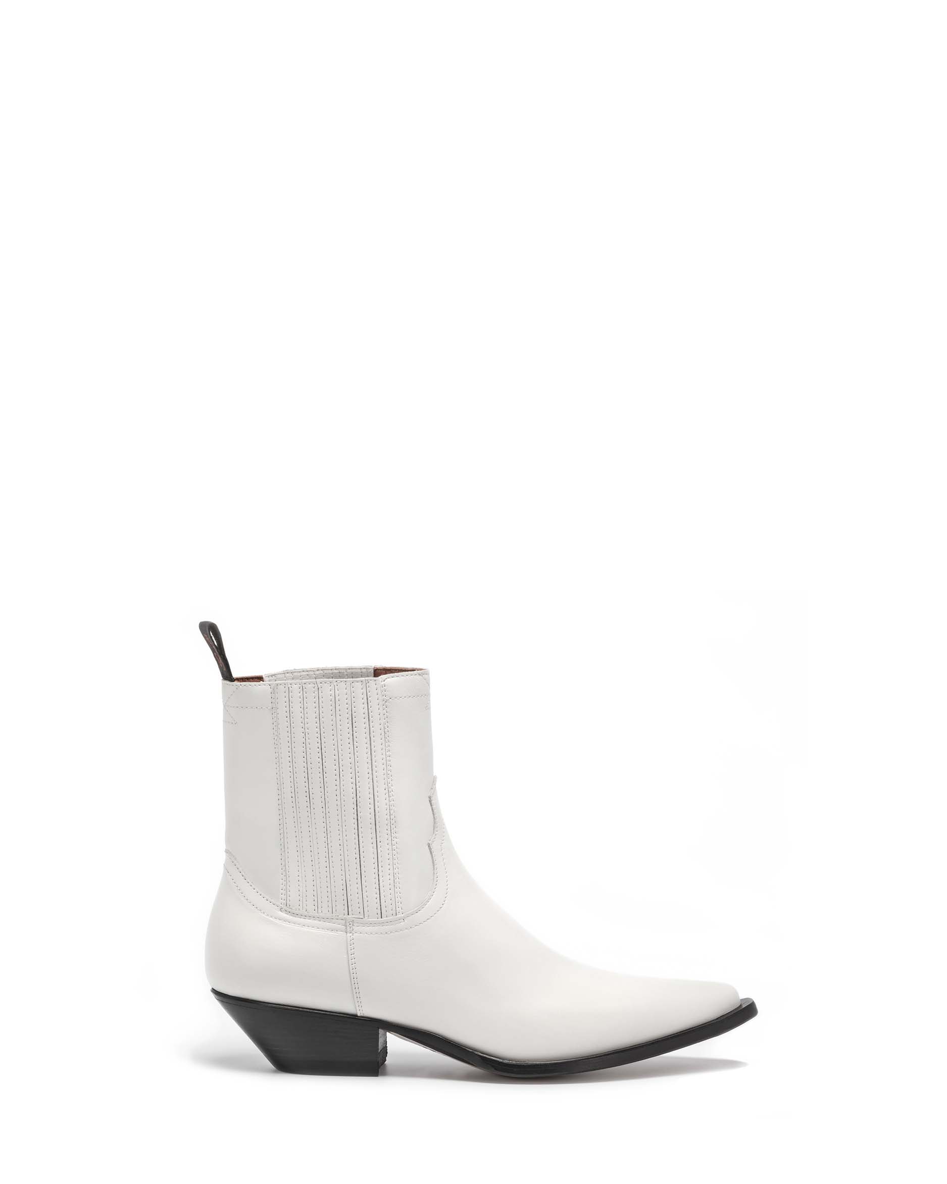 HIDALGO Women's Ankle Boots in White Calfskin_Side_02