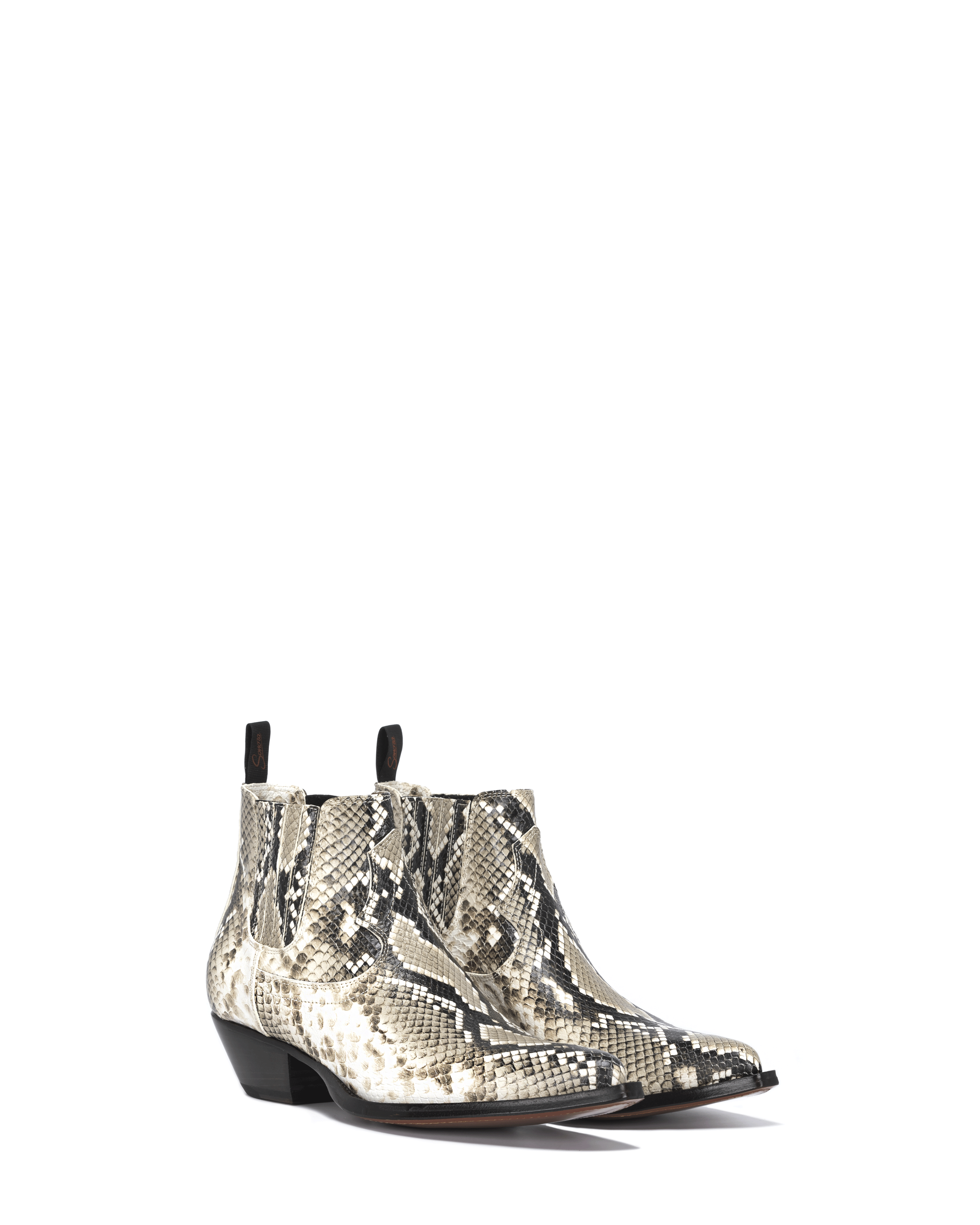 HIDALGO Men's Ankle Boots in Natural Printed Python_ Side_02