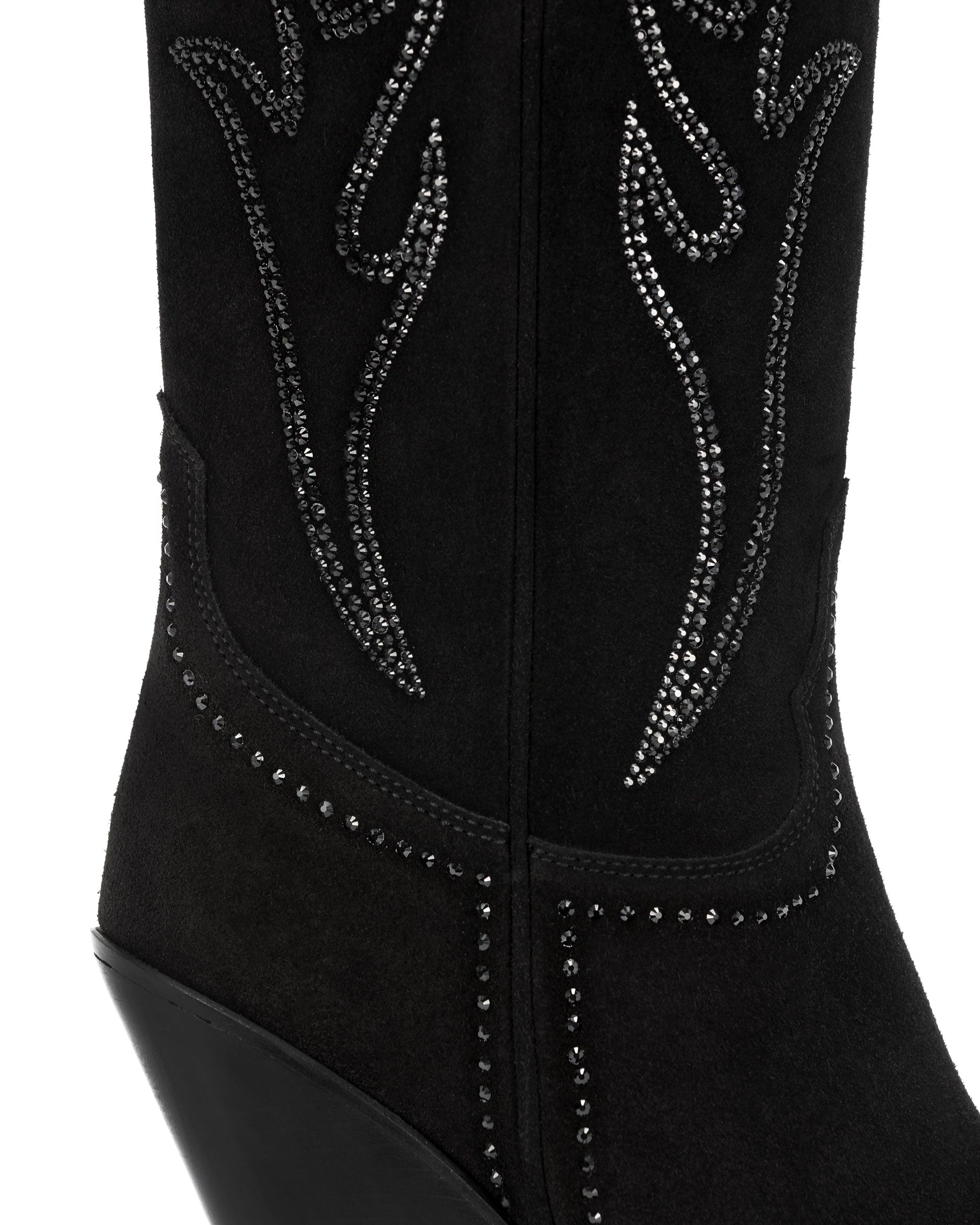    SANTA-FE-90-Women_s-Cowboy-Boots-in-Black-Suede-with-Black-Swarovski-Crystals_03_Detail
