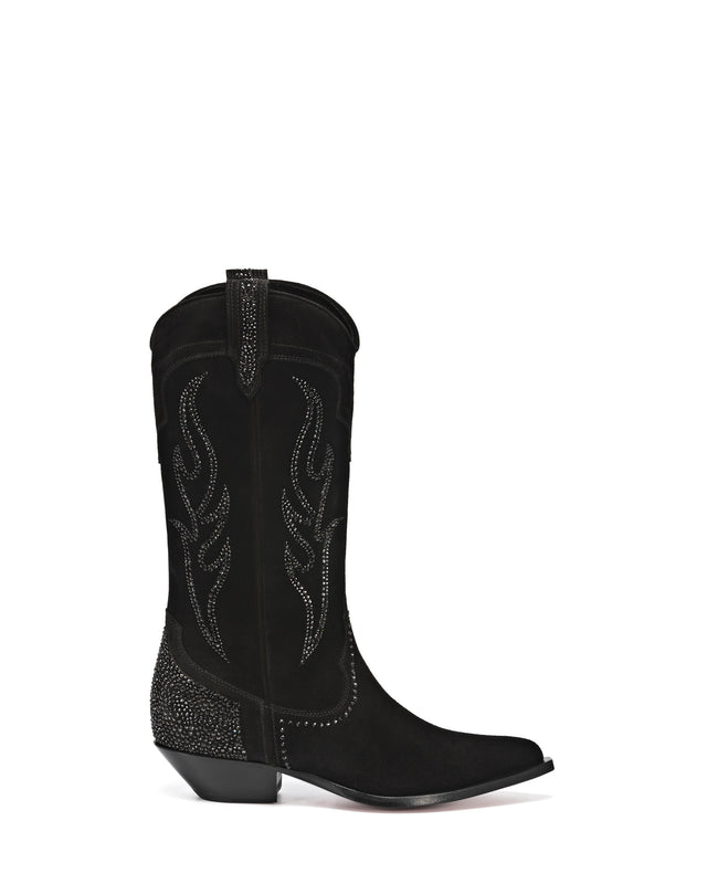     SANTA-FE-Women_s-Cowboy-Boots-in-Black-Suede-with-Black-Swarovski-Crystals_01_Side