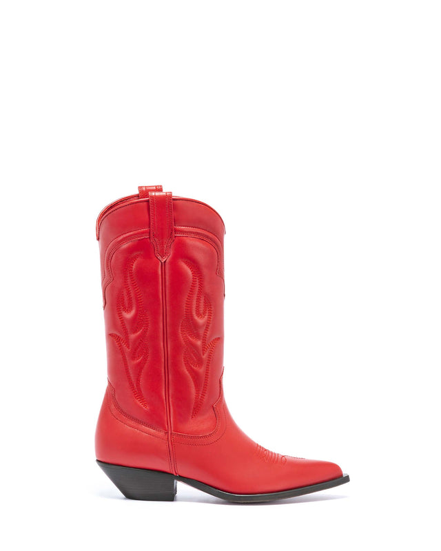 SANTA FE Women's Cowboy Boots in Red Calfskin | On tone embroidery_Side_02