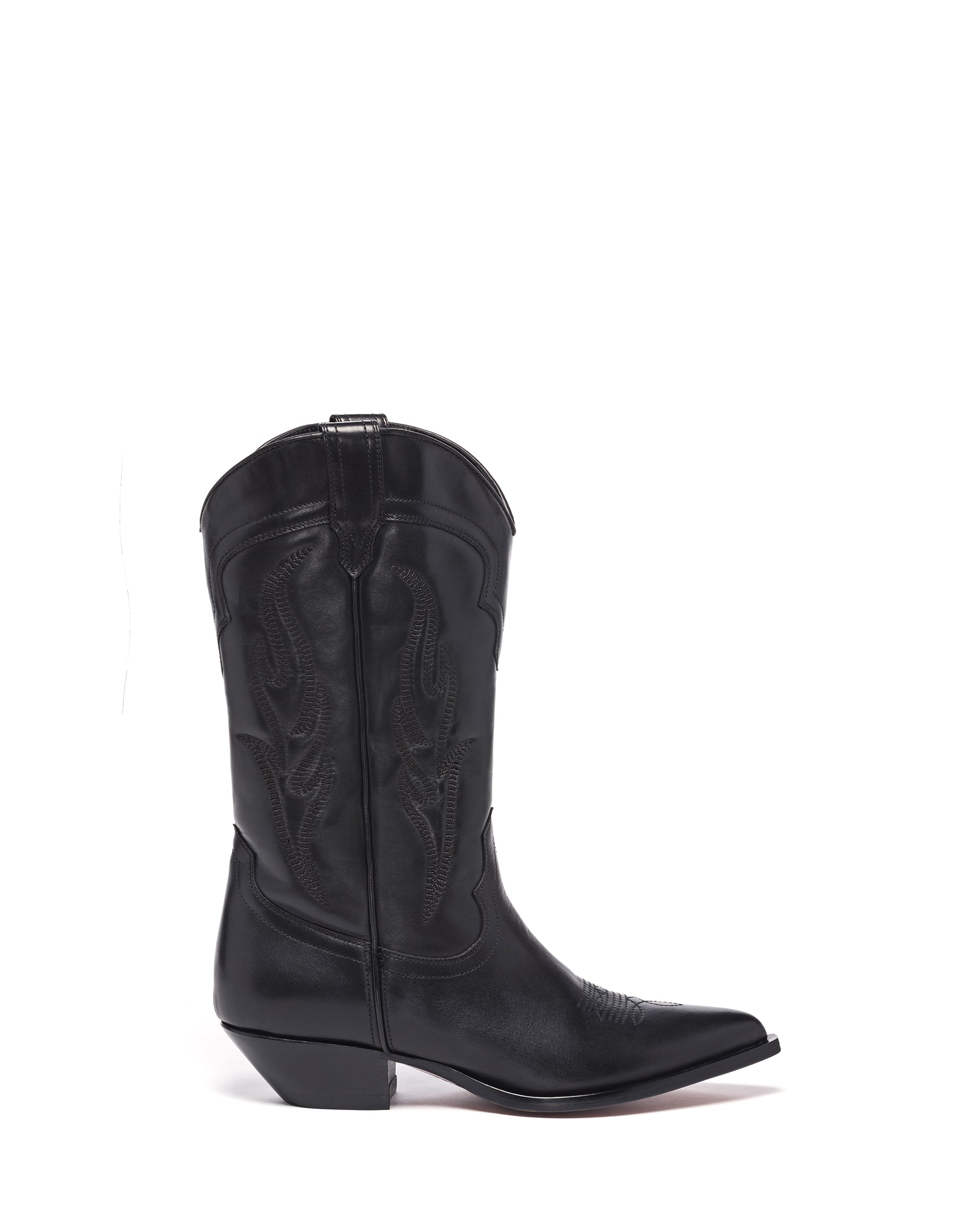SANTA FE Women's Cowboy Boots in Black Calfskin | On tone embroidery 01